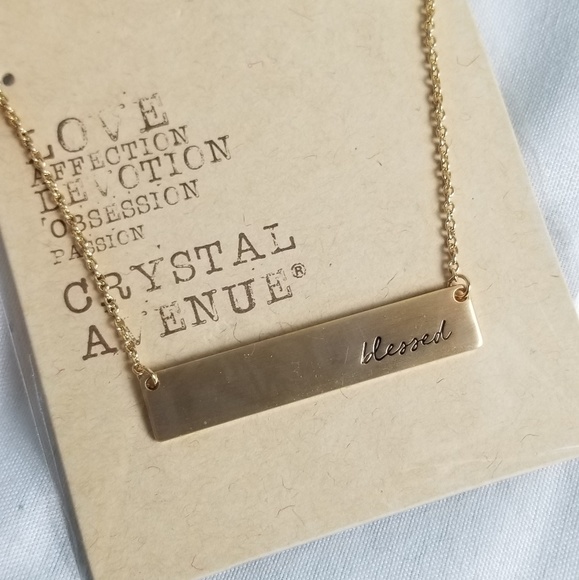 🆕️Gold Bar Cursive "Blessed" Necklace - Picture 2 of 4
